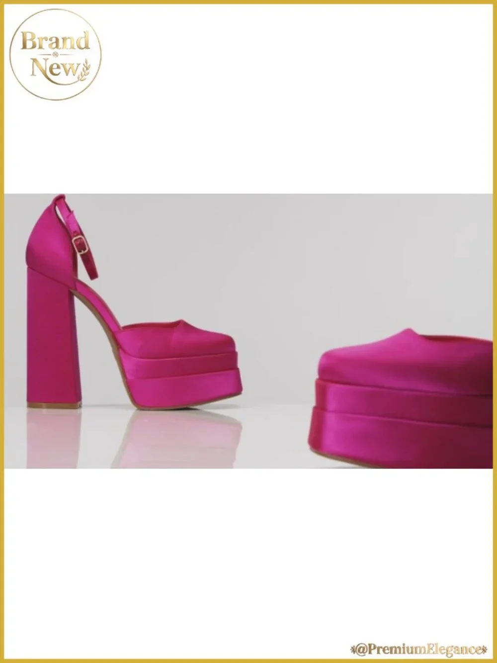 Platform Closed Toe Heels Satin Ankle Strap Pump for Wedding